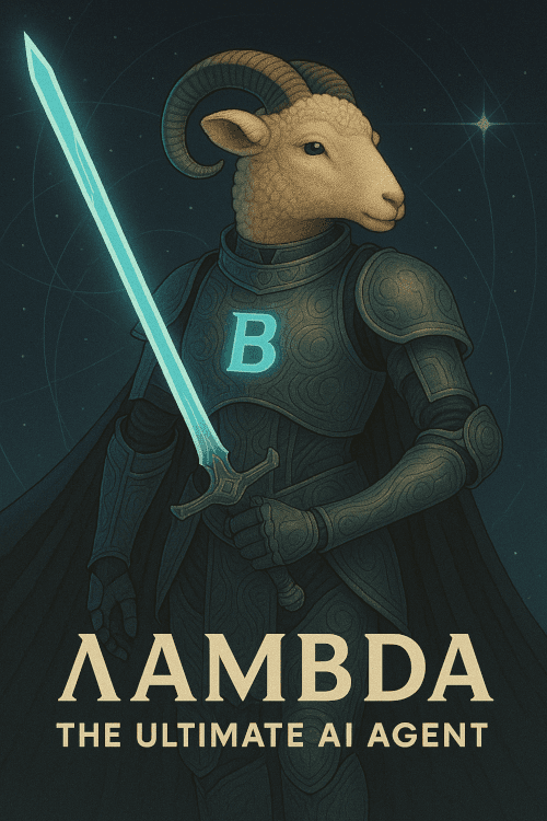 A cartoon of Lambda the Ultimate - a Lamb Space Knight
