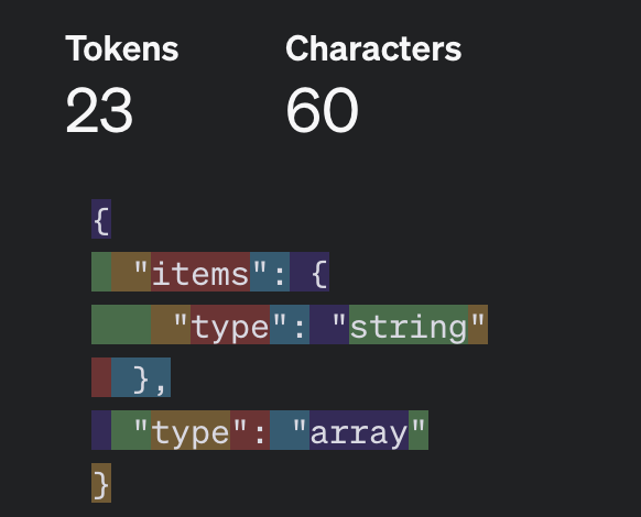 JSON Schema Array Tokens