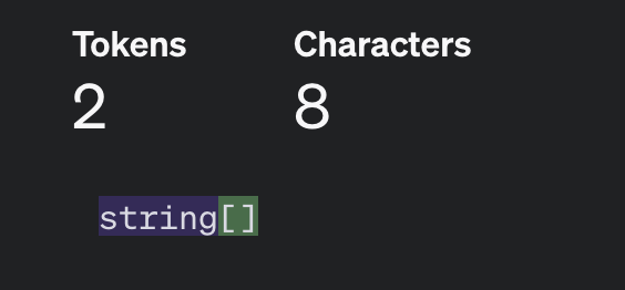 Type Definition Array Tokens